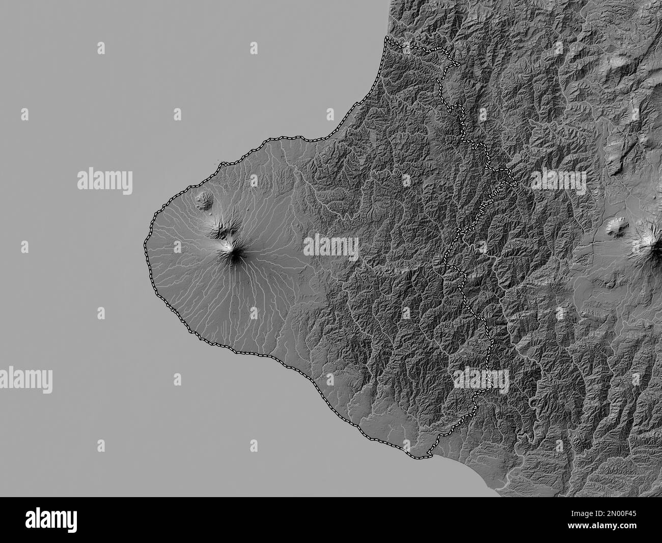 Taranaki, regional council of New Zealand. Bilevel elevation map with