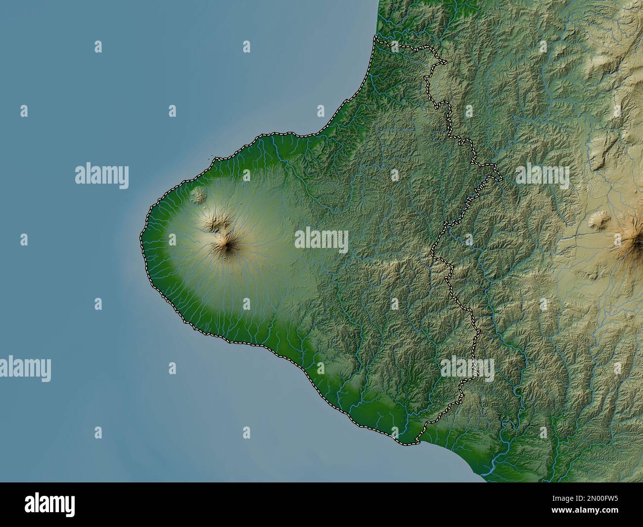 Taranaki, regional council of New Zealand. Colored elevation map with