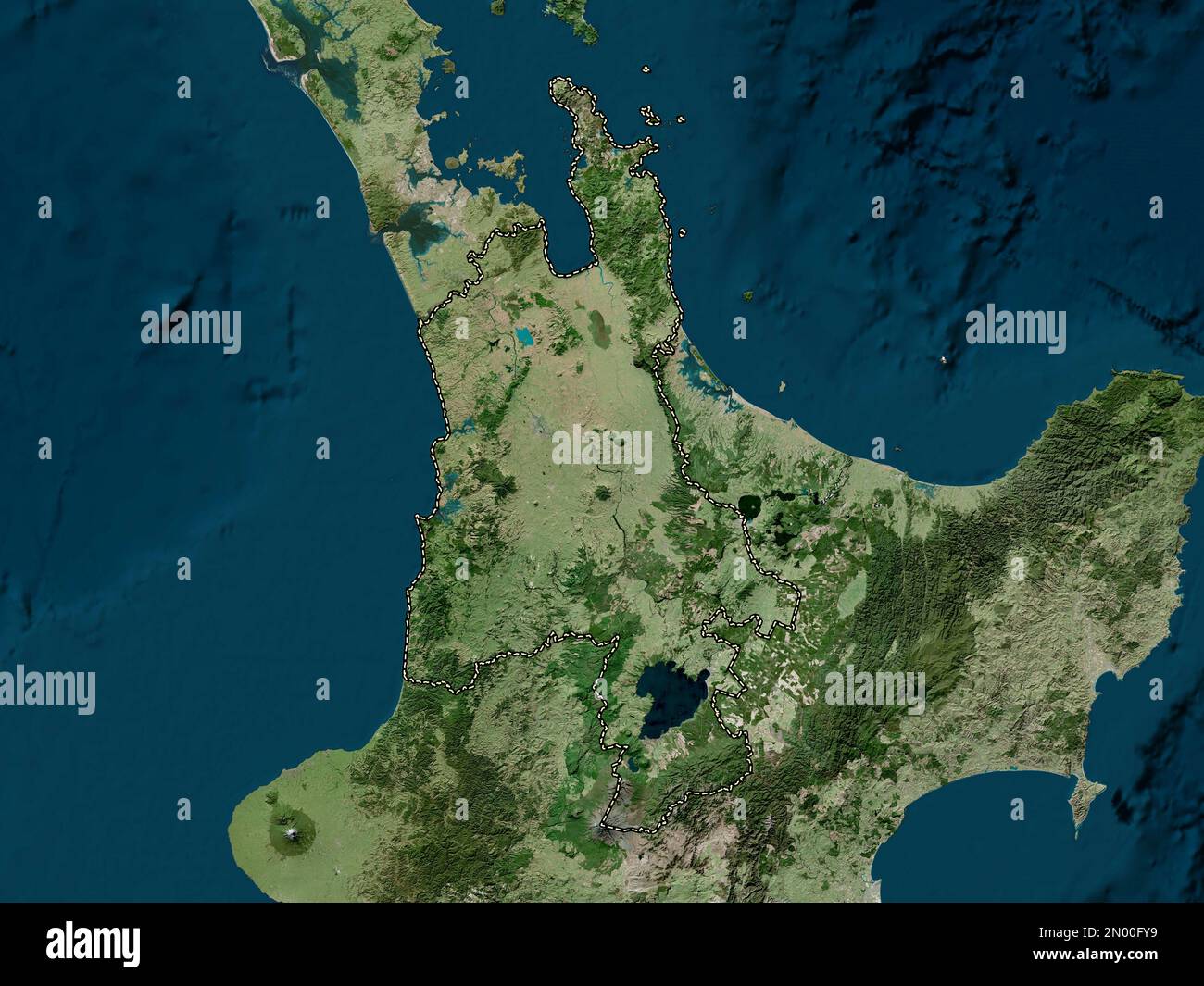 Waikato, regional council of New Zealand. High resolution satellite map Stock Photo