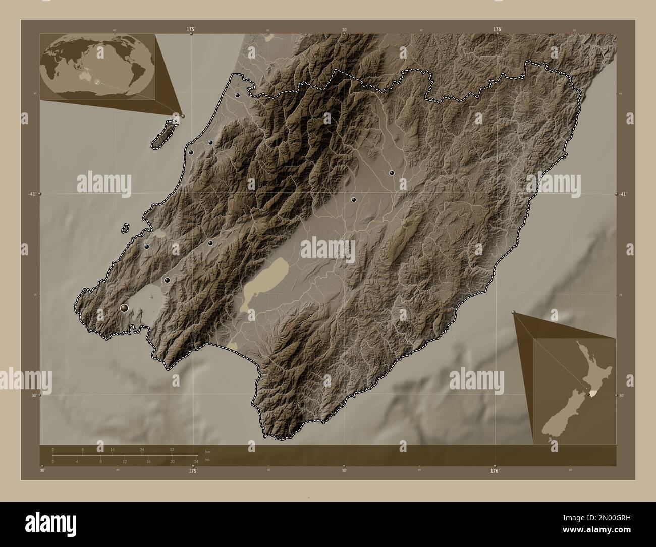 Wellington Rivers Wellington, regional council of New Zealand. Elevation map colored in ...