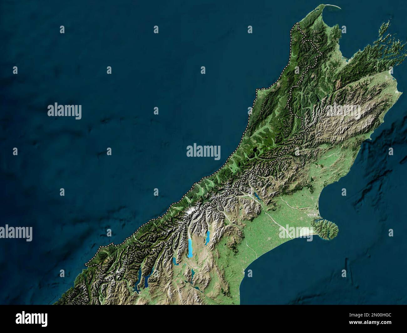 West Coast, regional council of New Zealand. Low resolution satellite