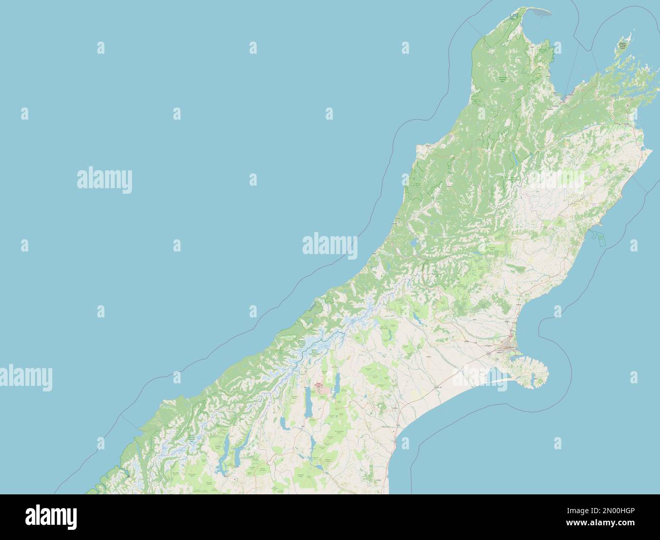 West Coast, regional council of New Zealand. Open Street Map Stock