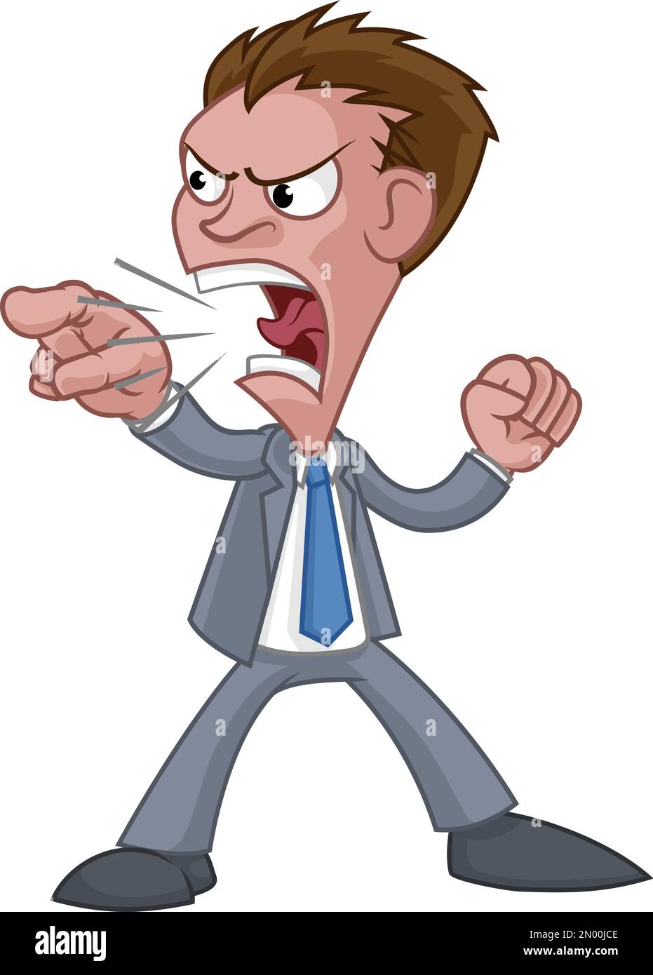 Angry Boss Office Worker In Suit Cartoon Shouting Stock Vector Image