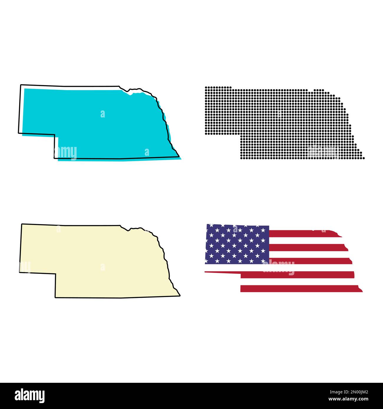 Set of Nebraska map united states - Set Of Nebraska Map United States Of America Flat Concept Icon Vector Illustration 2N00JM2 