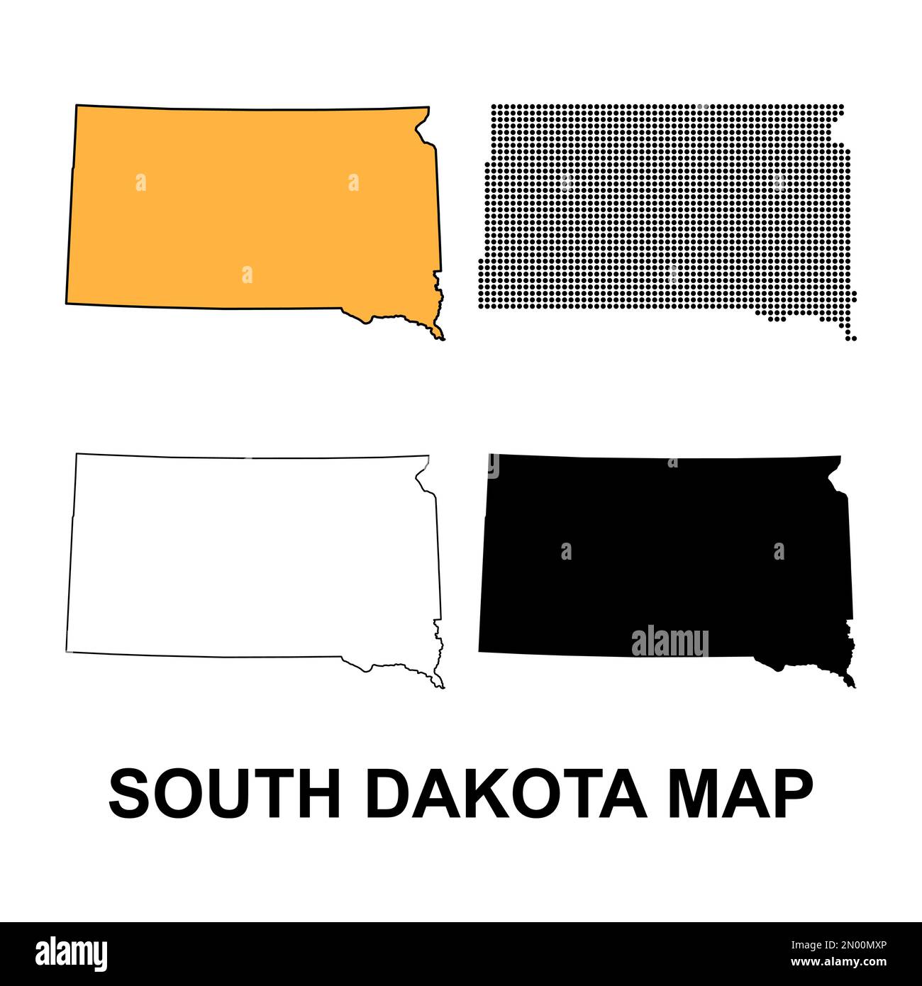 Set of South Dakota map shape - Set Of South Dakota Map Shape United States Of America Flat Concept Vector Illustration 2N00MXP 