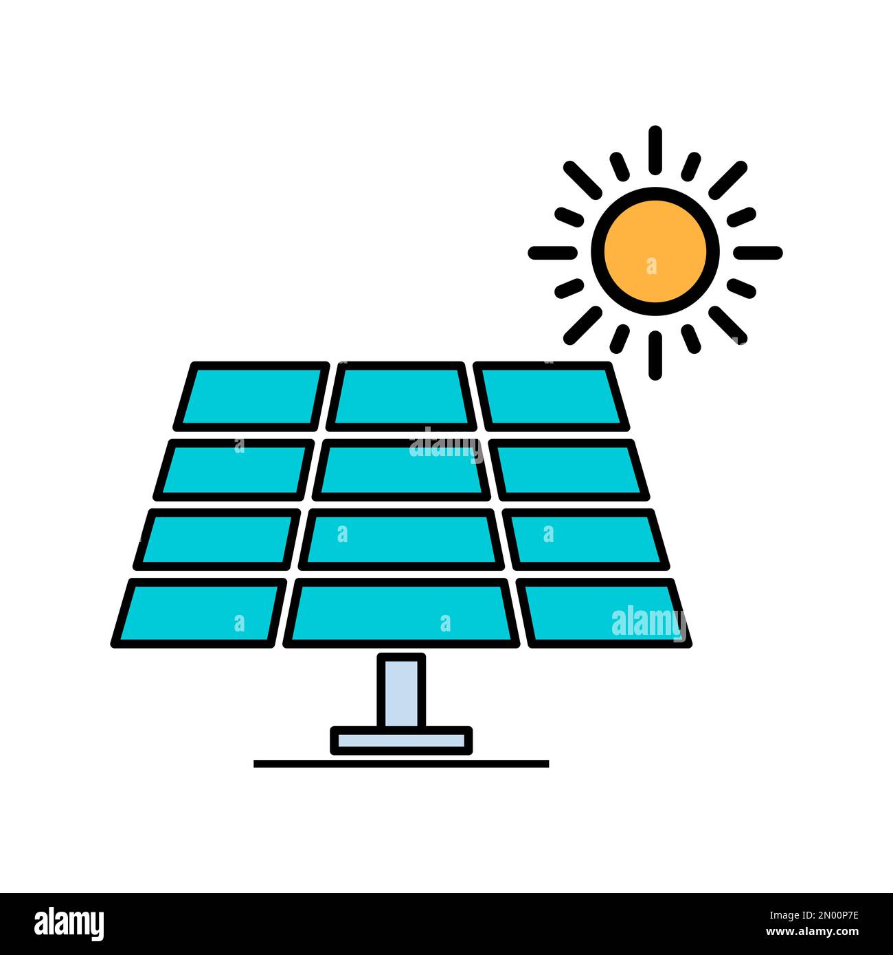 Solar panel icon, green power technology, ecology alternative energy ...