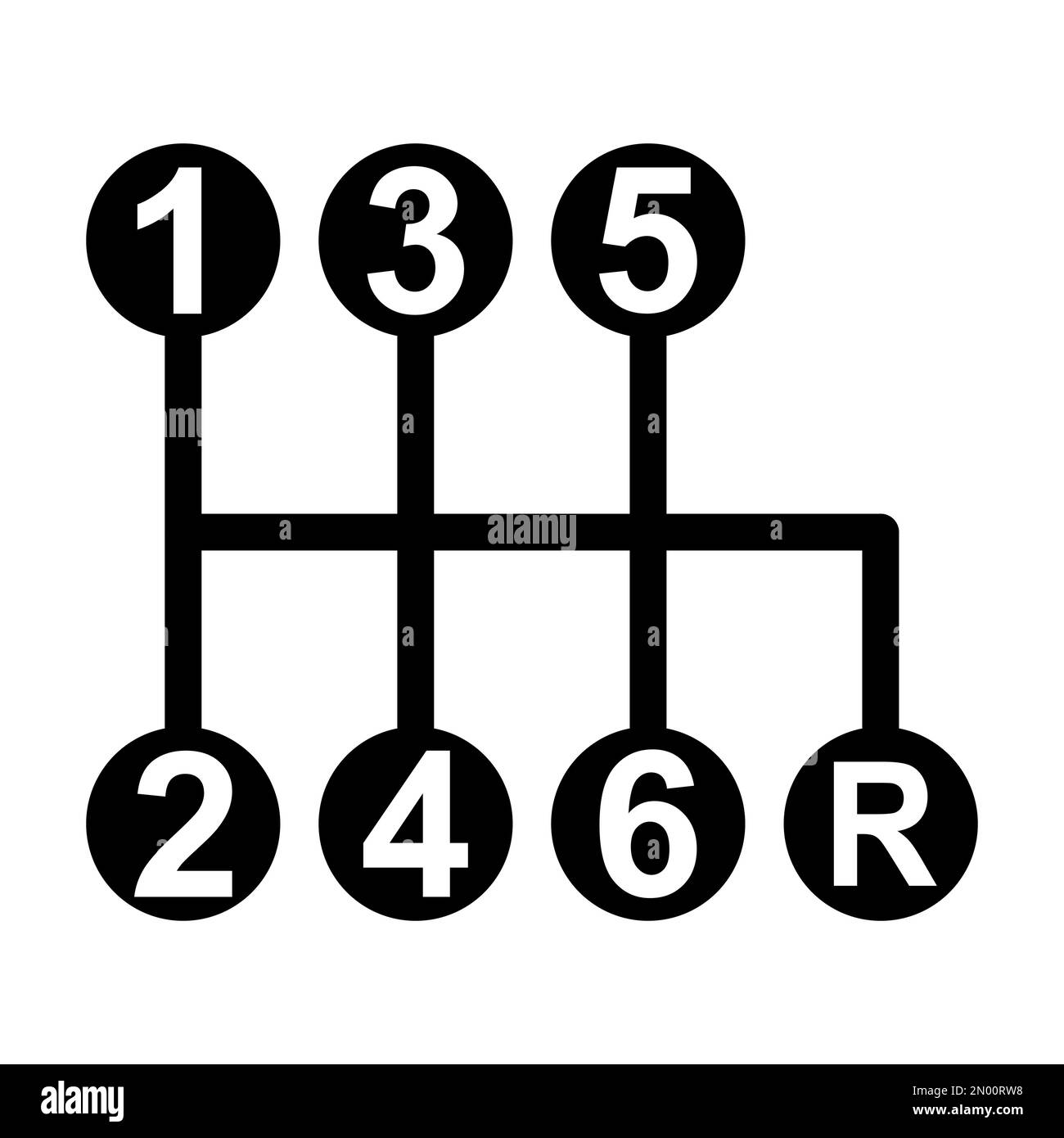 Handle car manual shift lever icon, vehicle gear technology vector