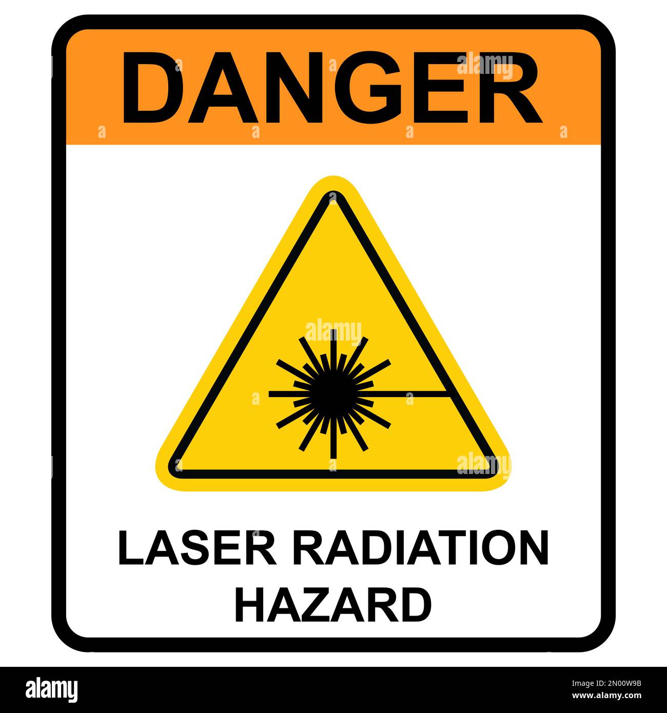 Laser radiation danger label icon, safety protection information symbol vector illustration