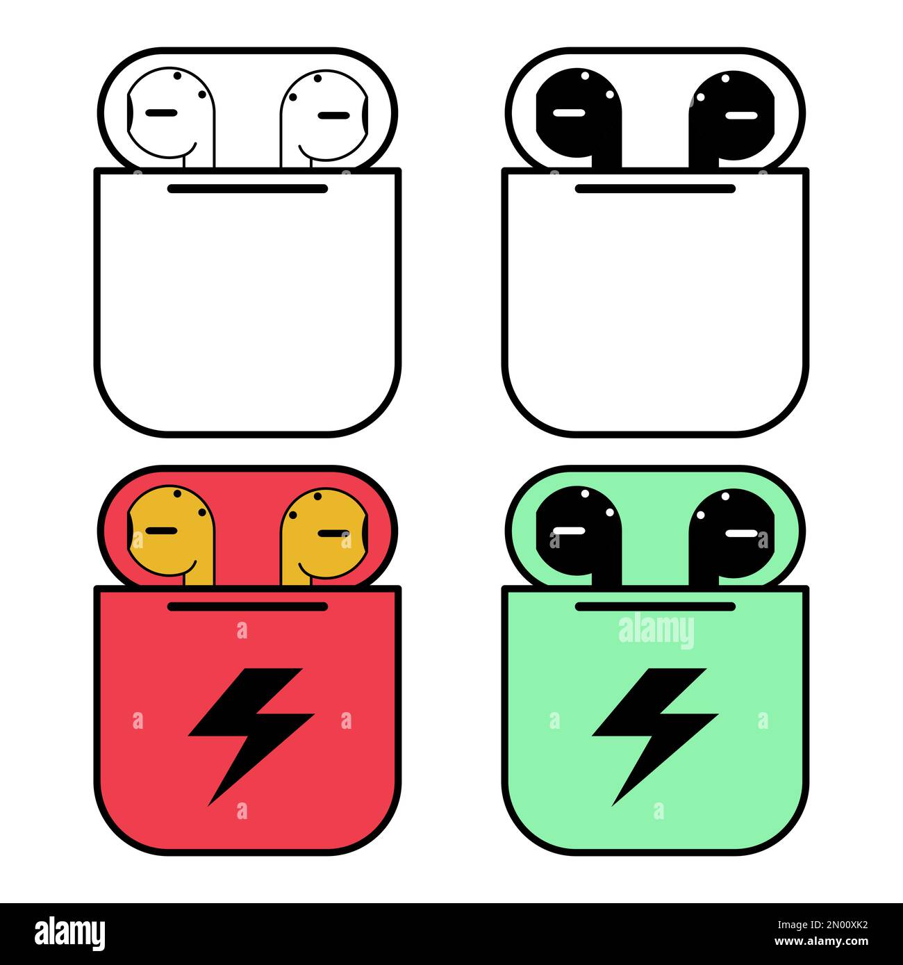 Set of Earphones music box flat icon, sound technology device sign, web