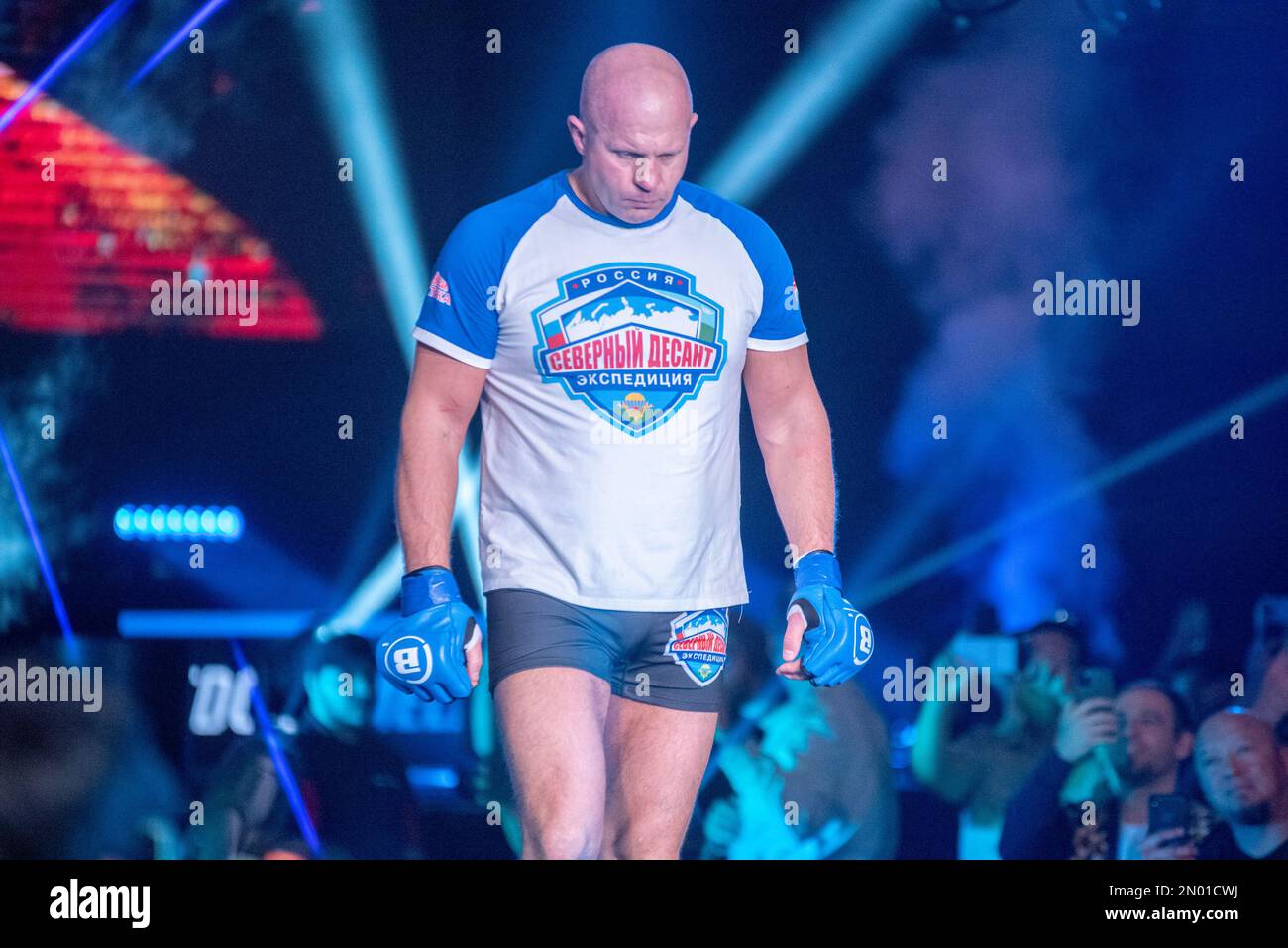 Los Angeles, CA, California, USA. 4th Feb, 2023. Los Angeles, California - February 4th: Fedor makes his last walk to the cage as Ryan Bader defeats Fedor Emelianenko via TKO (Punch then ground and pound) in the First Round to retain his Heavyweight Title at Bellator 290 Bader vs Fedor 2 at The Forum on February 4th, 2023 in Los Angeles, California, United States. (Credit Image: © Matt Davies/PX Imagens via ZUMA Press Wire) EDITORIAL USAGE ONLY! Not for Commercial USAGE! Stock Photo