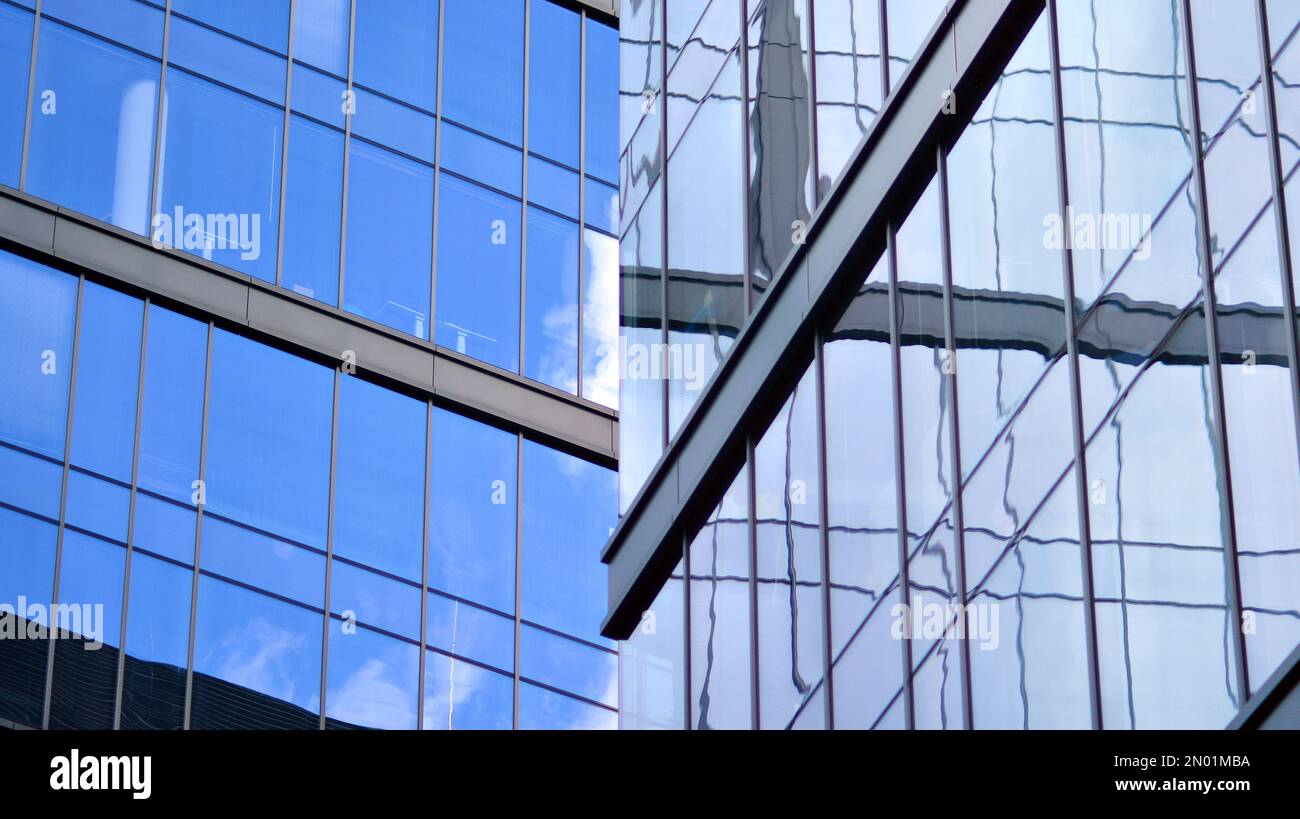 Urban abstract - windowed wall of office building. Detail shot of ...