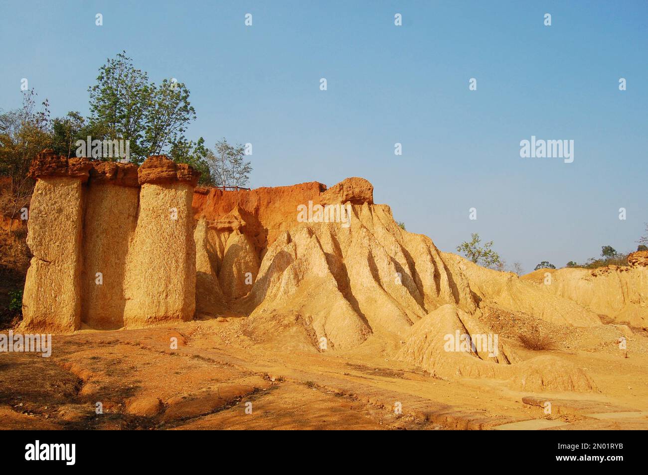 Formation pedestal mushroom rocks of Phae Mueang Phi Forest Park ...