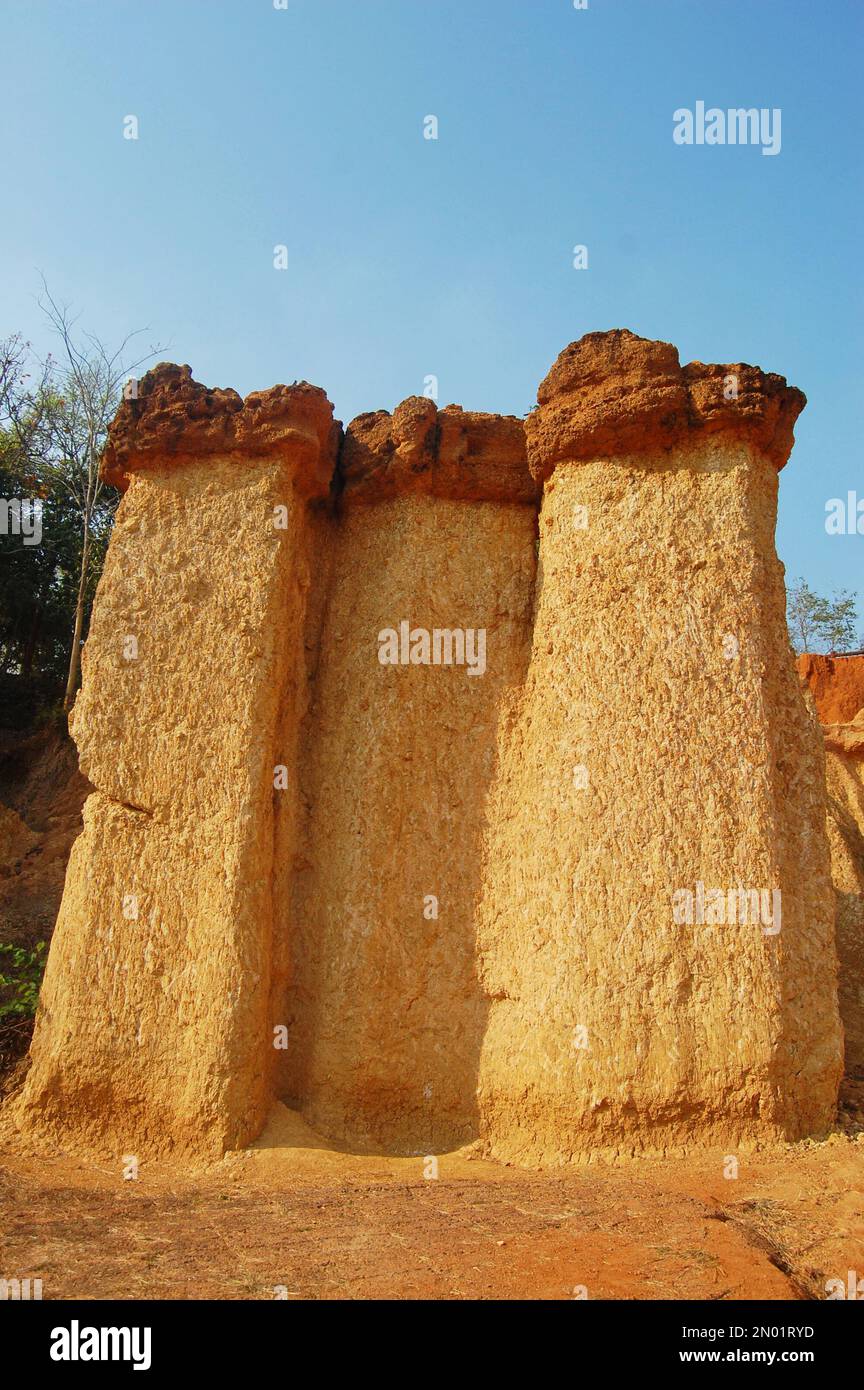 Formation pedestal mushroom rocks of Phae Mueang Phi Forest Park