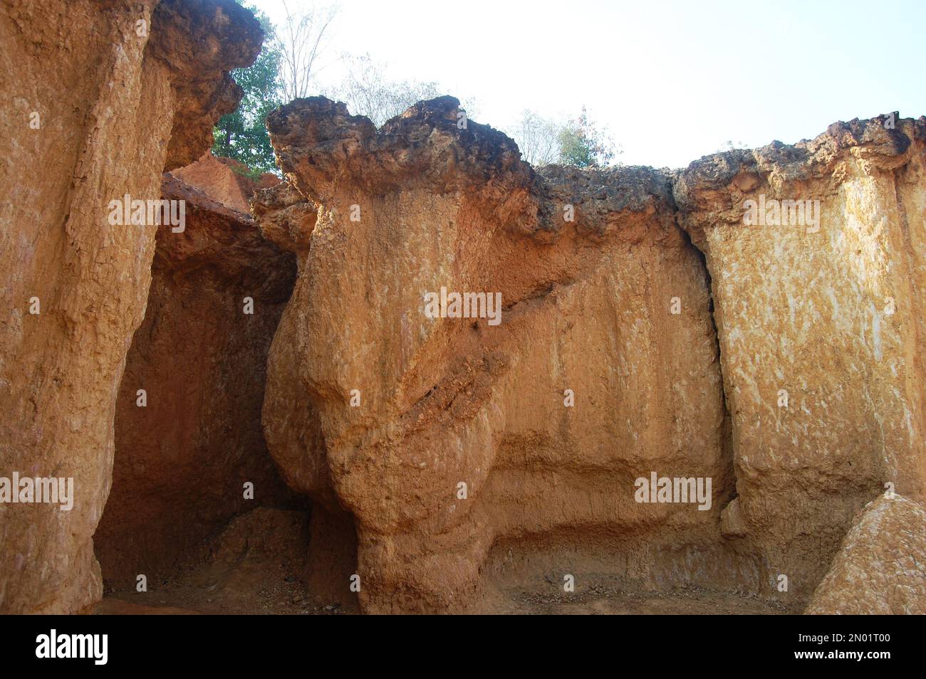 Formation pedestal mushroom rocks of Phae Mueang Phi Forest Park ...
