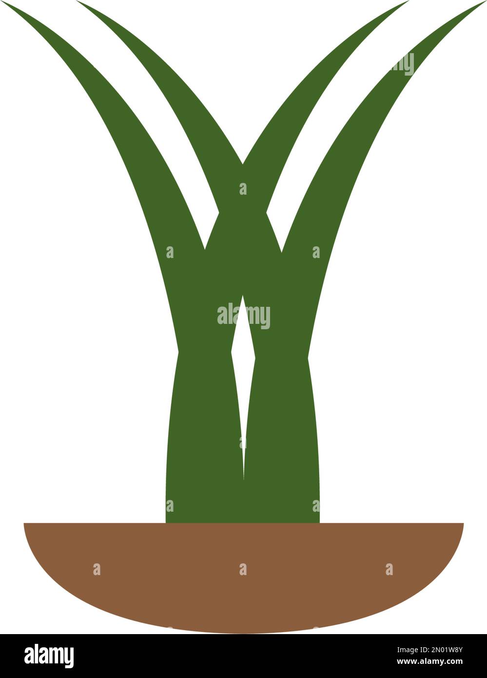 Natural Grass ilustration logo vector design template Stock Vector