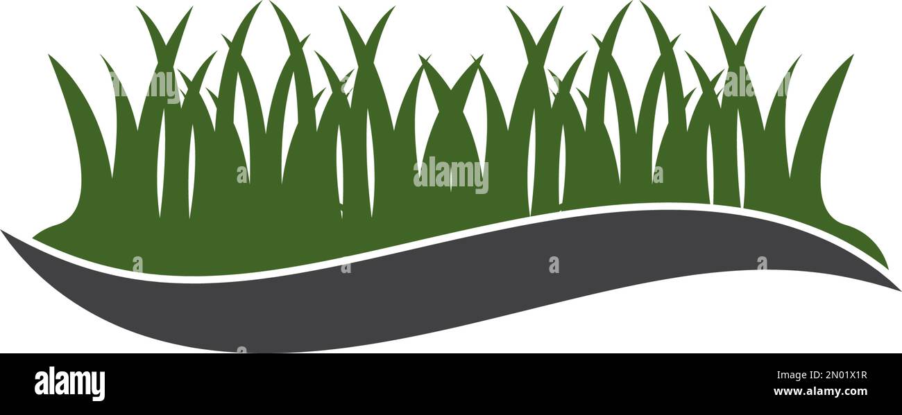 Natural Grass ilustration logo vector design template Stock Vector