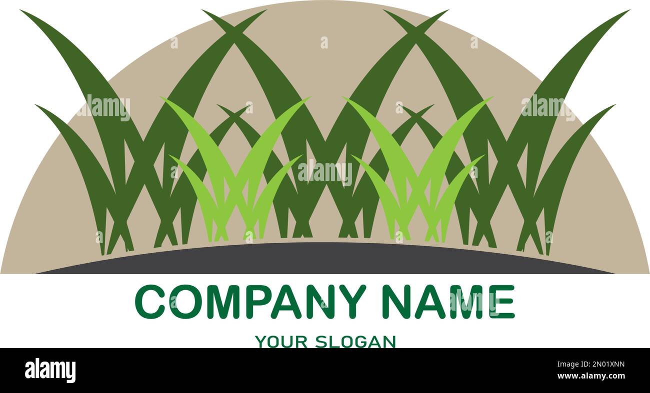 Natural Grass ilustration logo vector design template Stock Vector