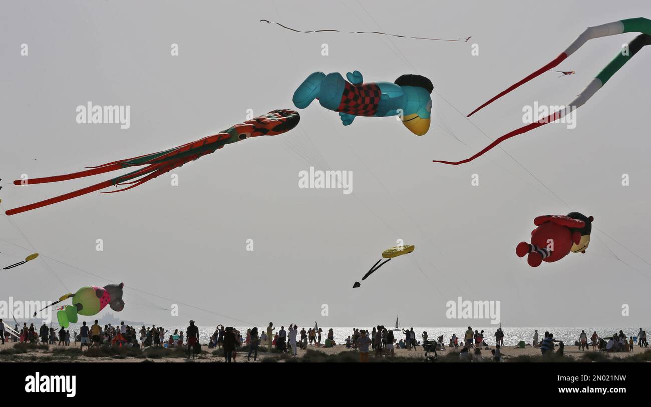Hundreds of kites and kite flyers from around the world take part, at