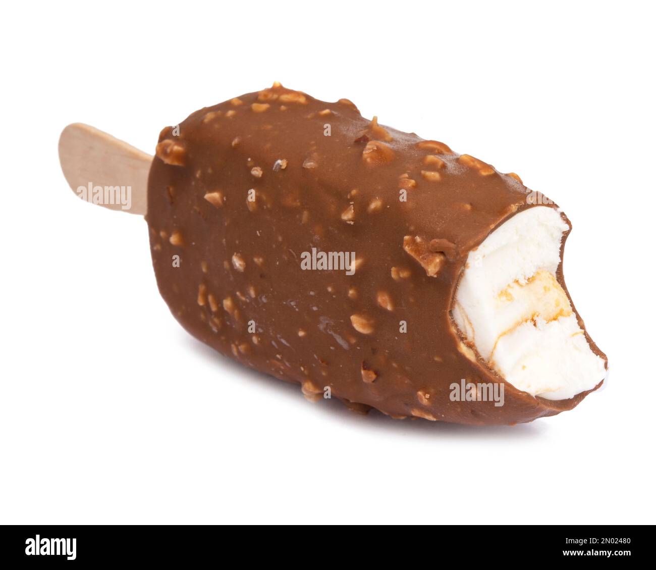 Chocolate glazed icecream escimo tasty isolated on the white Stock