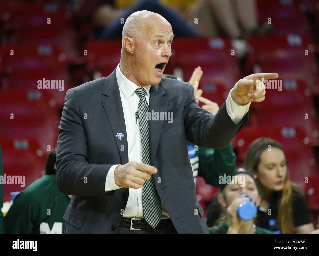 Green Bay head coach Kevin Borseth makes a call during the first half ...