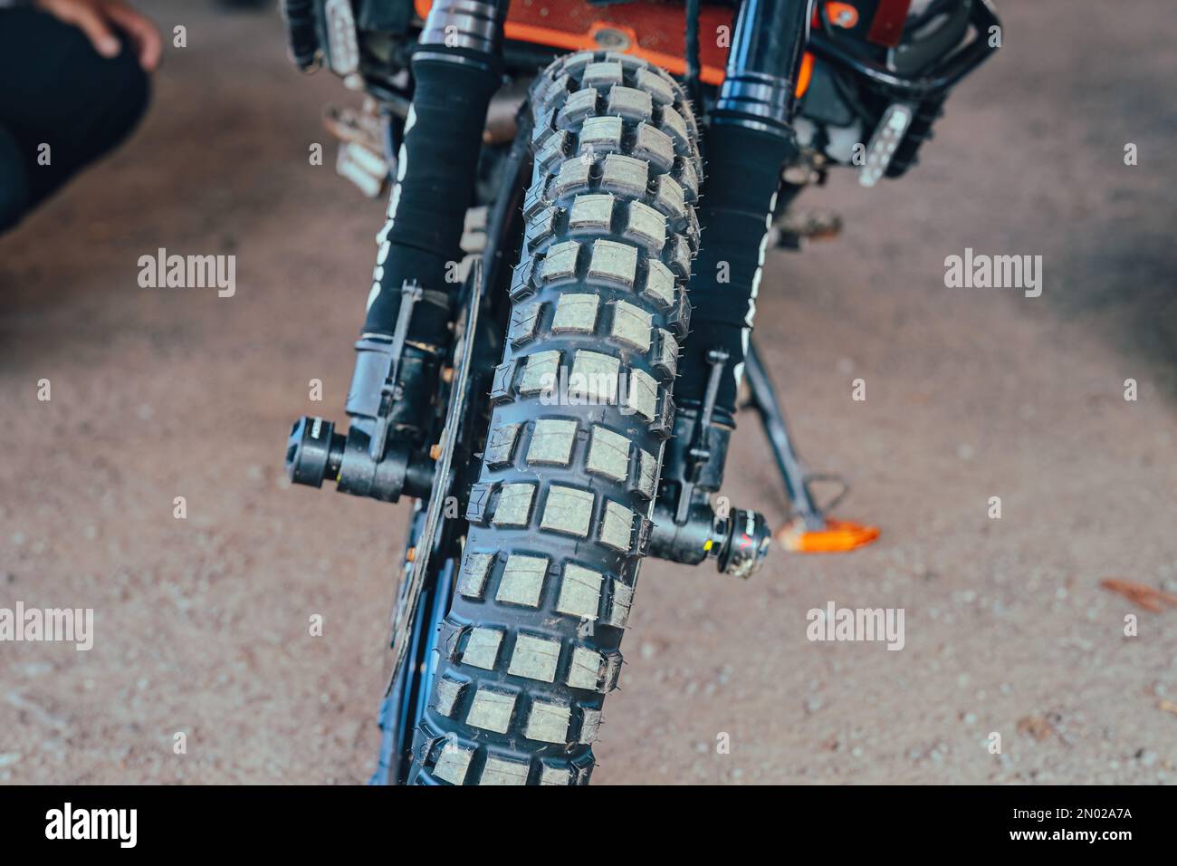 New Enduro motorcycle bike front tyre Stock Photo Alamy
