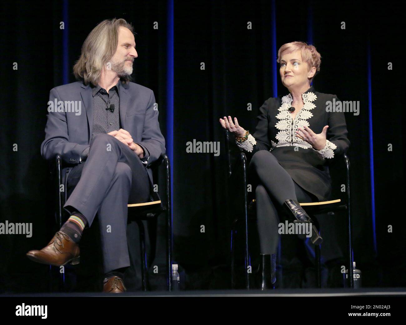 Jim Frohna, left, and Cat Smith attend Transparent Anatomy of an