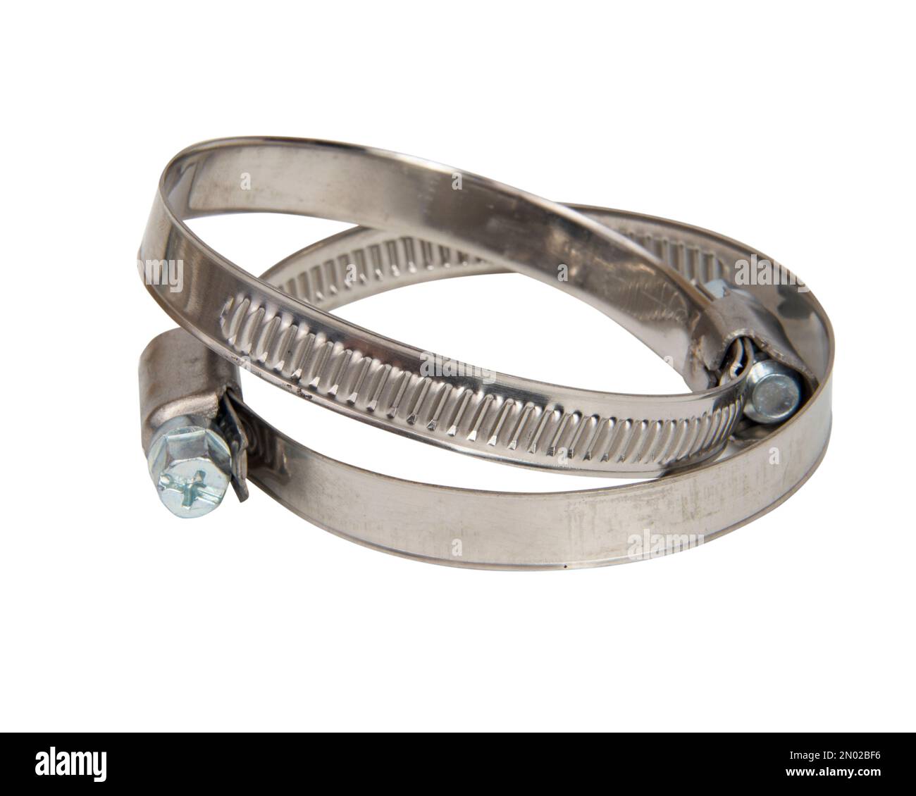 Metalic construction stainless ring clamp isolated on the white