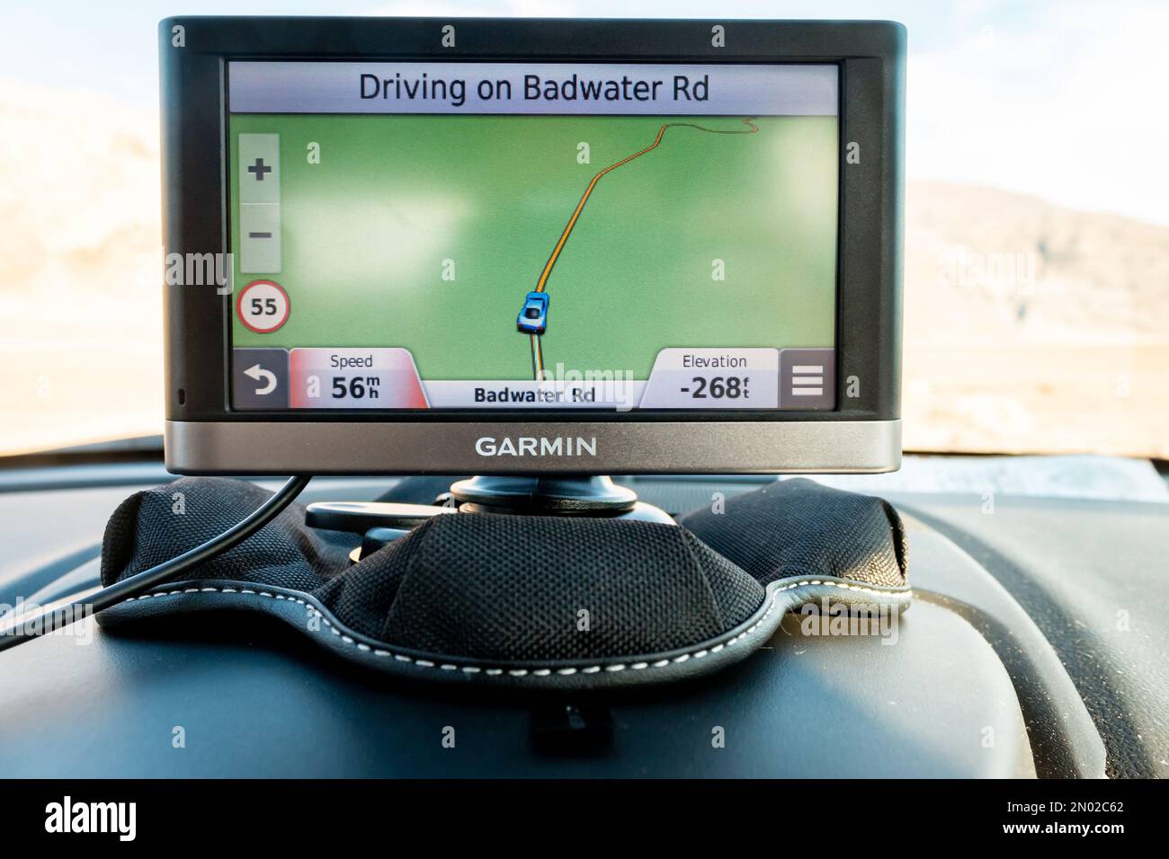 garmin satnav GPS driving on badwater road Badwater Death Valley