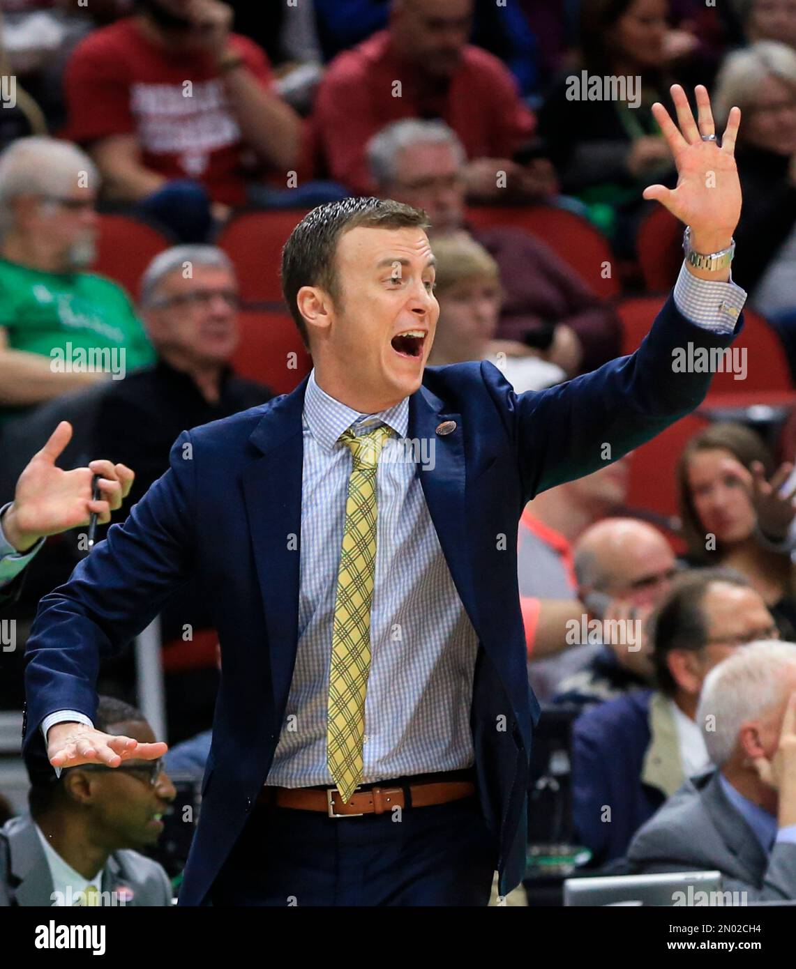 Chattanooga coach Matt McCall signals a play during a first-round men's  college basketball game against Indiana in the NCAA Tournament in Des  Moines, Iowa, Thursday, March 17, 2016. (AP Photo/Nati Harnik Stock