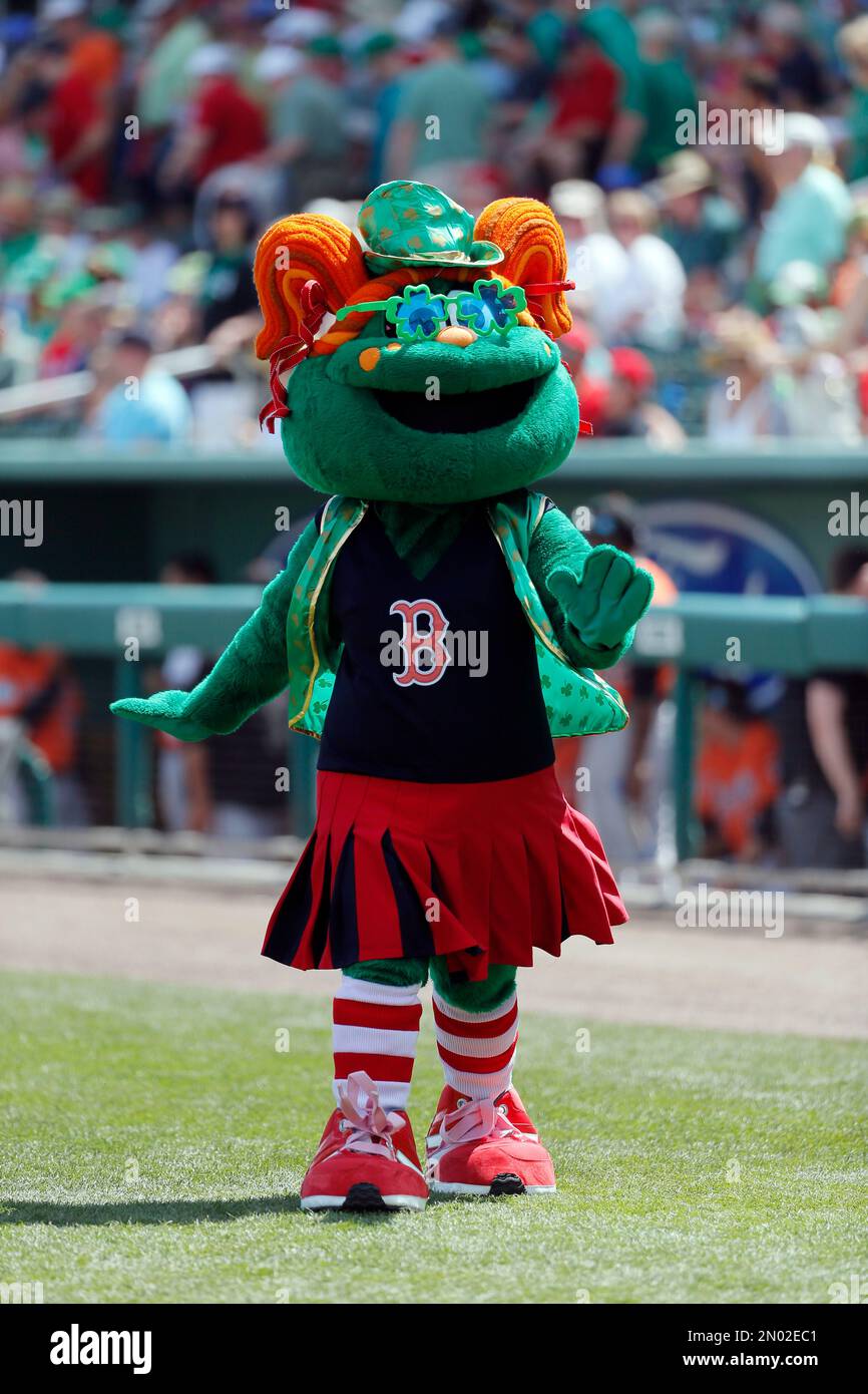 Boston Red Sox mascot Tessie the Green Monster before a spring training  baseball game against the Miami Marlins on March 5, 2023 at JetBlue Park in  Fort Myers, Florida. (Mike Janes/Four Seam