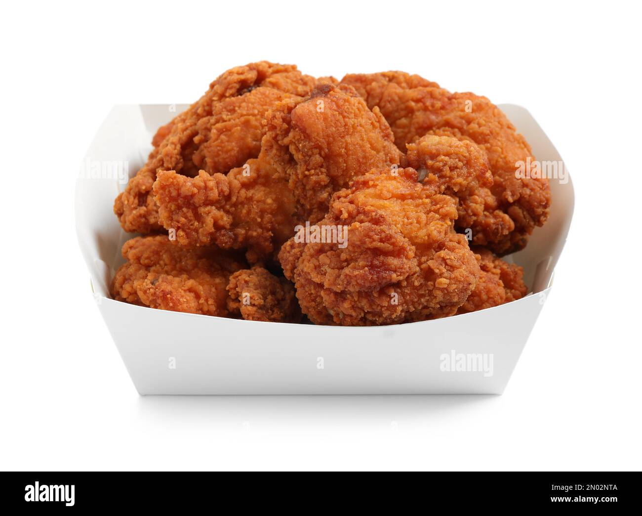 Tasty deep fried chicken pieces isolated on white Stock Photo Alamy