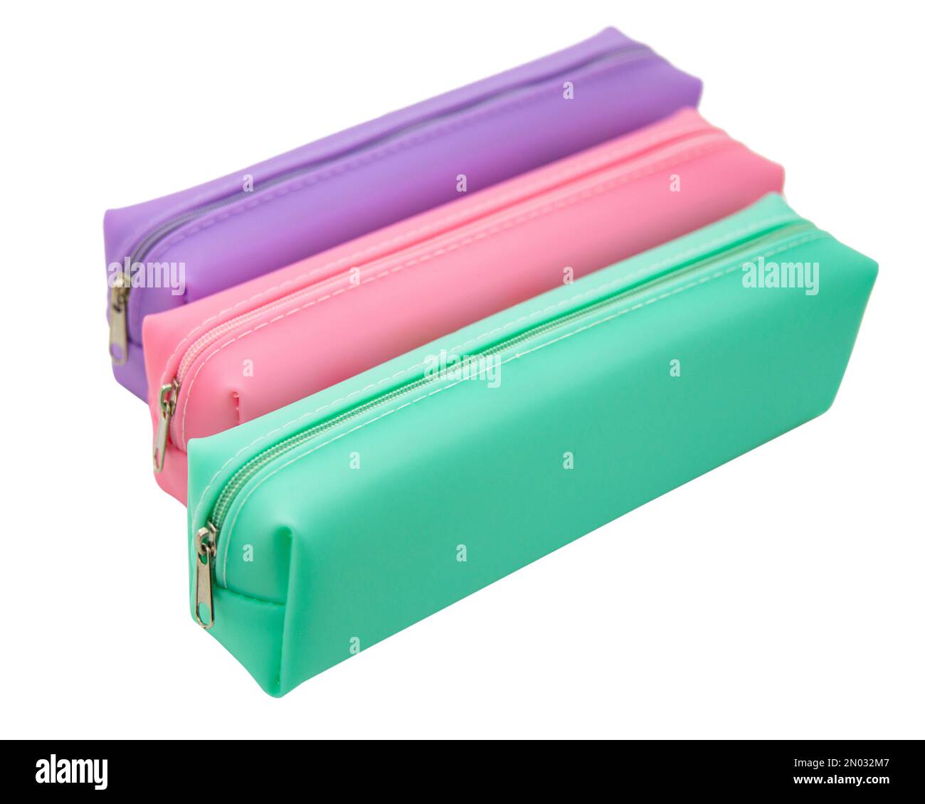Long pencil pen case container isolated on the white background Stock Photo