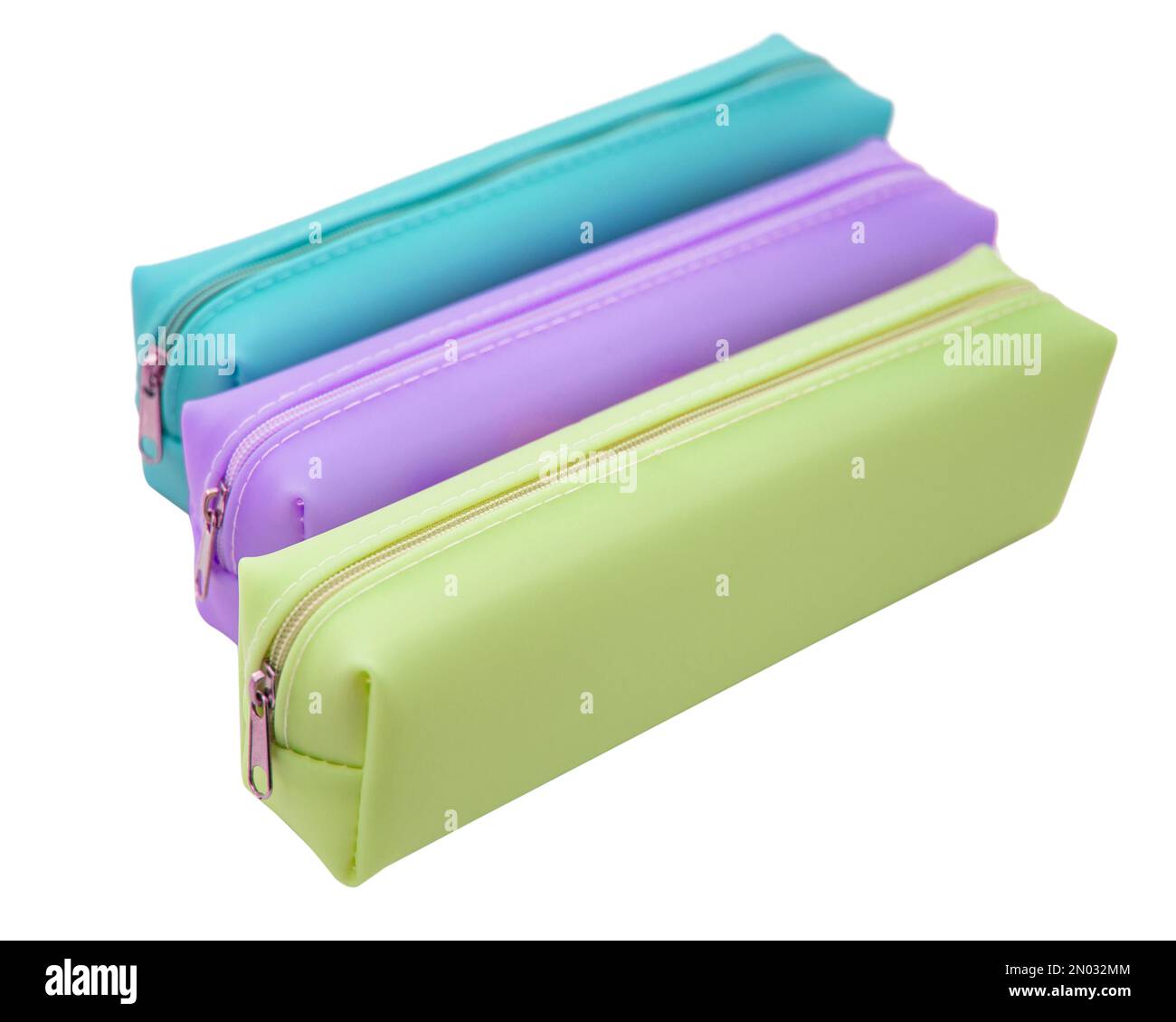 Long pencil pen case container isolated on the white background Stock Photo
