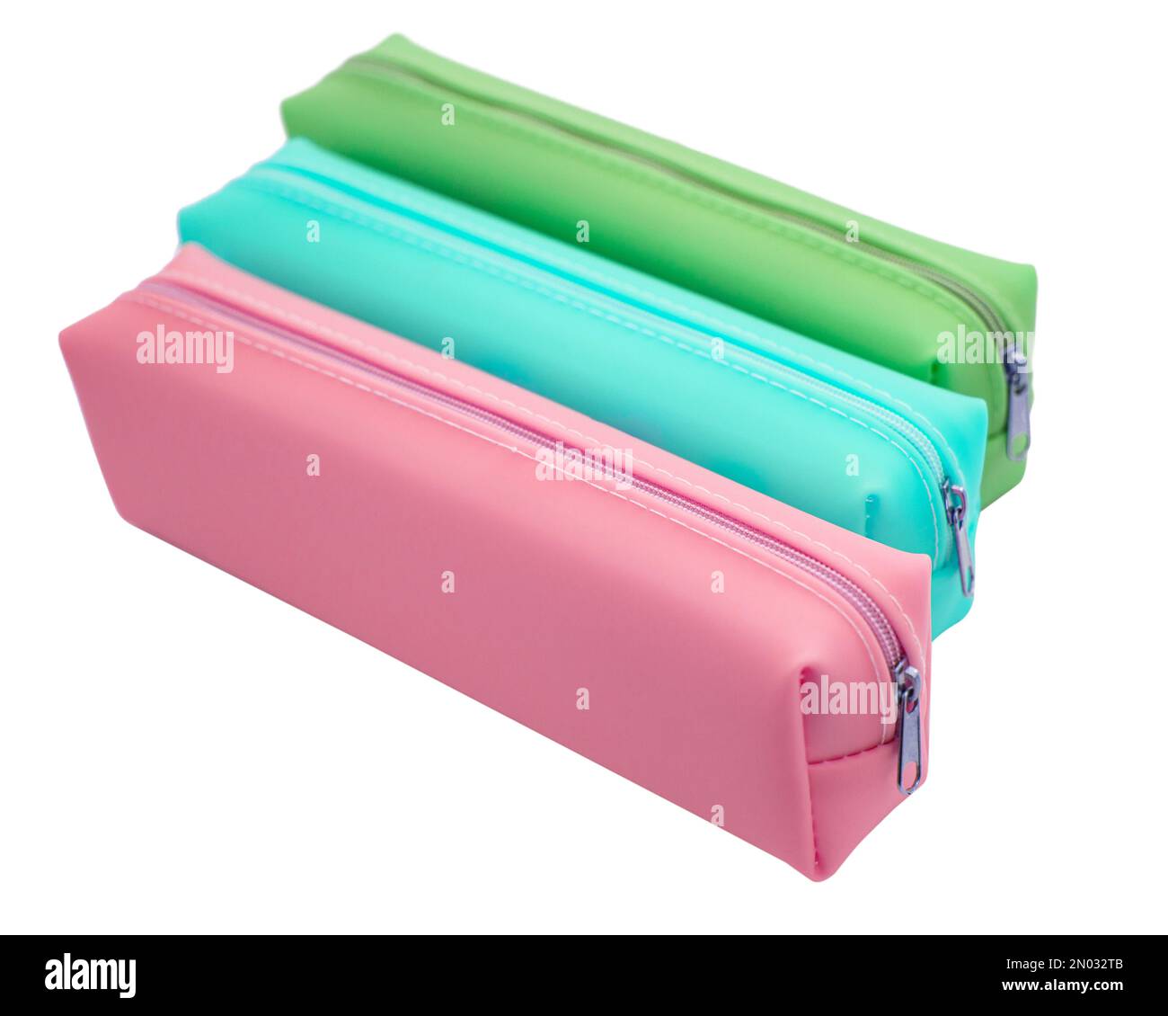 Long pencil pen case container isolated on the white background Stock Photo