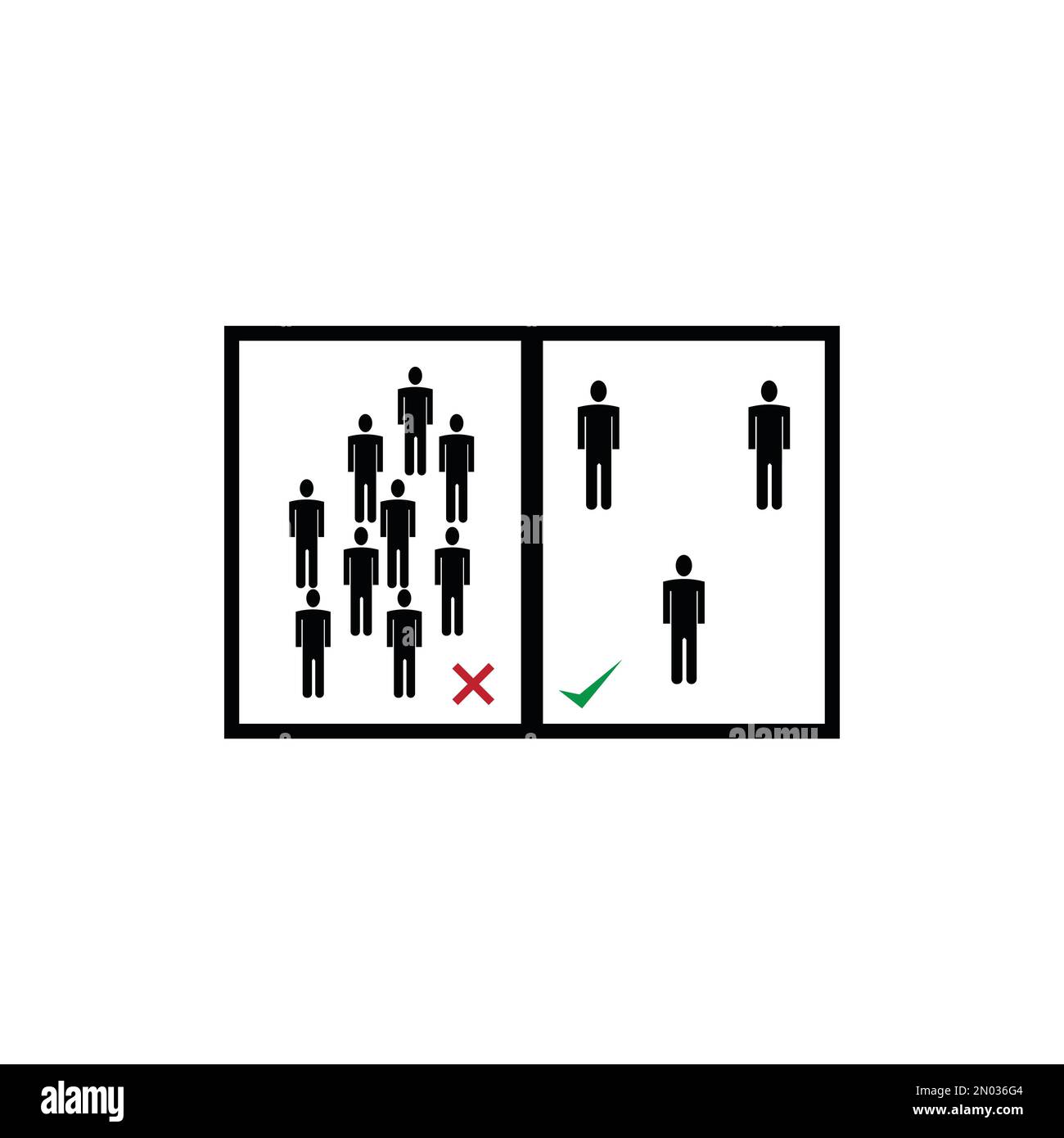 Illustration Social distancing, keep distance in public society people to protect from COVID-19 coronavirus outbreak spreading concept. Stock Vector