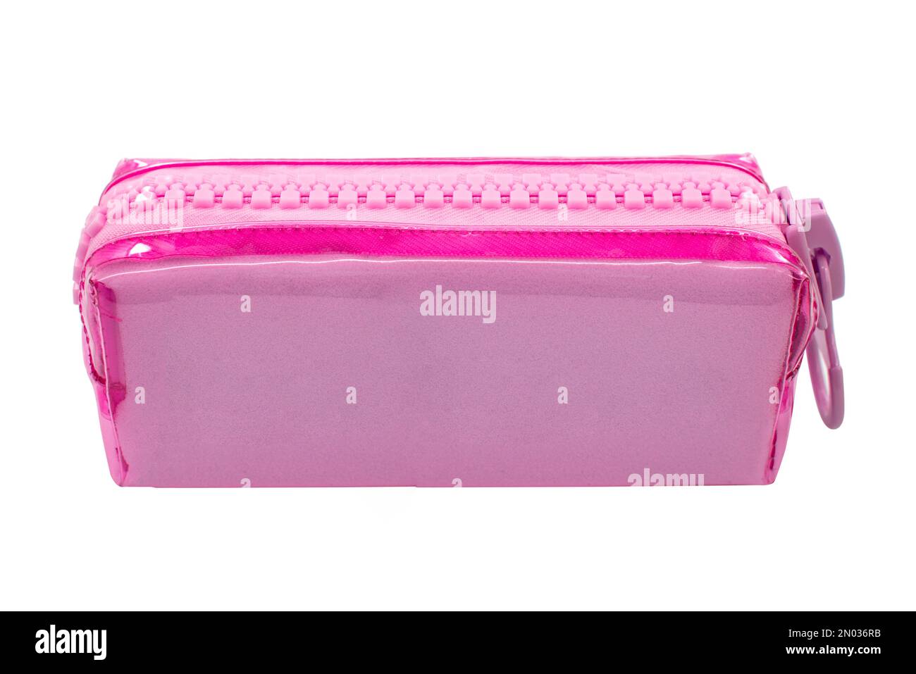 Pink pencil pen case container isolated on the white background Stock Photo