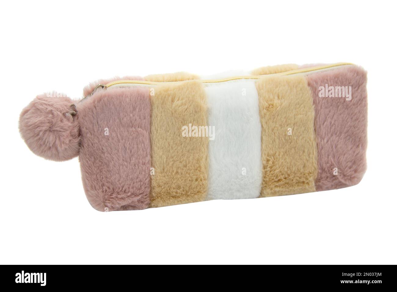 Fluffy pencil pen case container isolated on the white background Stock Photo