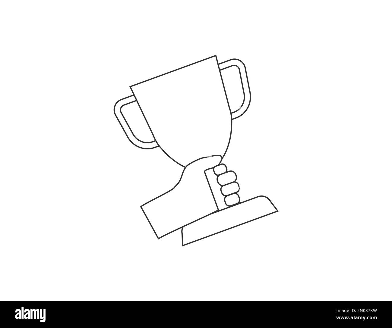 Hand holding winner cup icon. Vector illustration. Stock Vector
