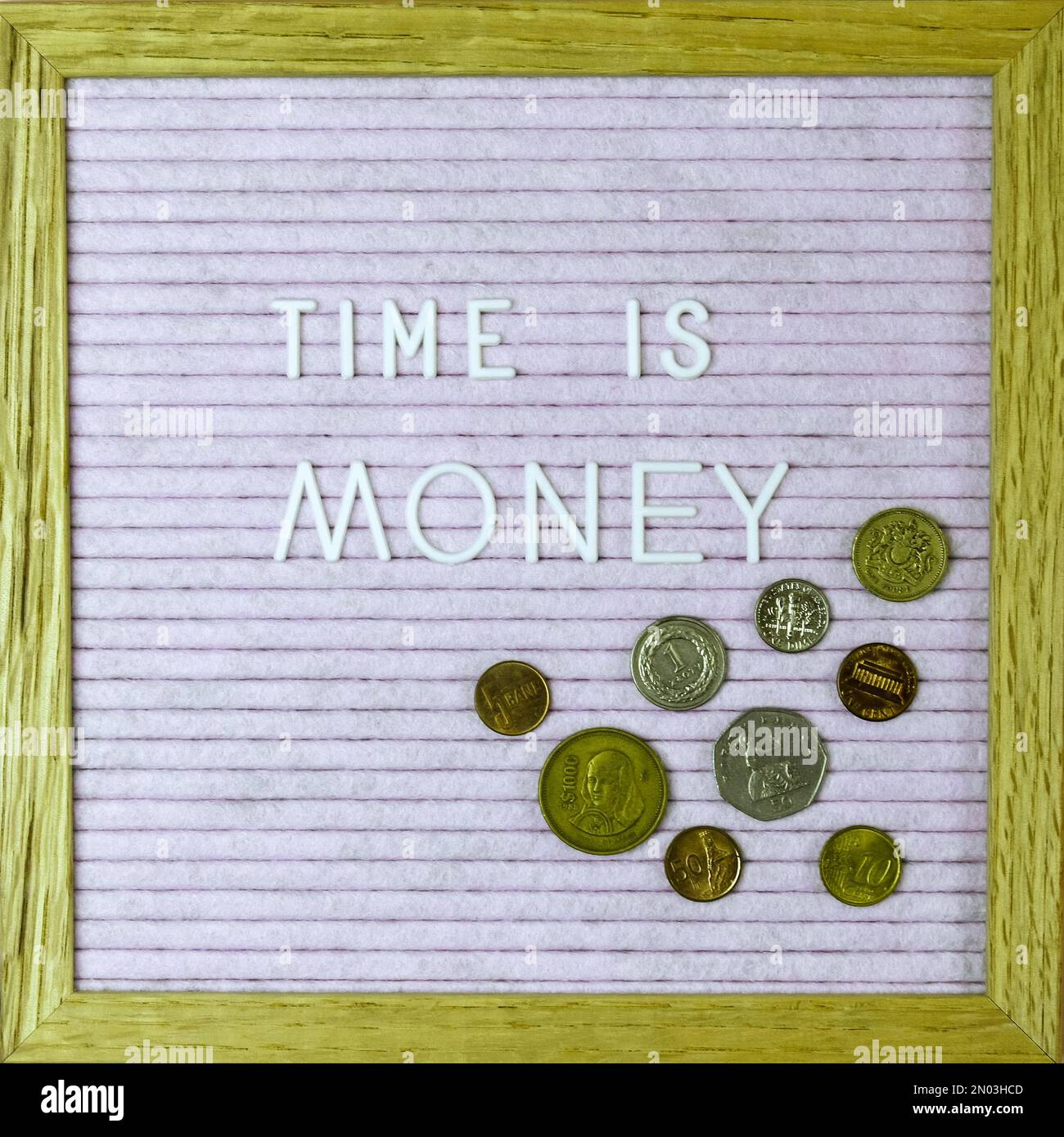 Expression Time is money written from white letters on letter board