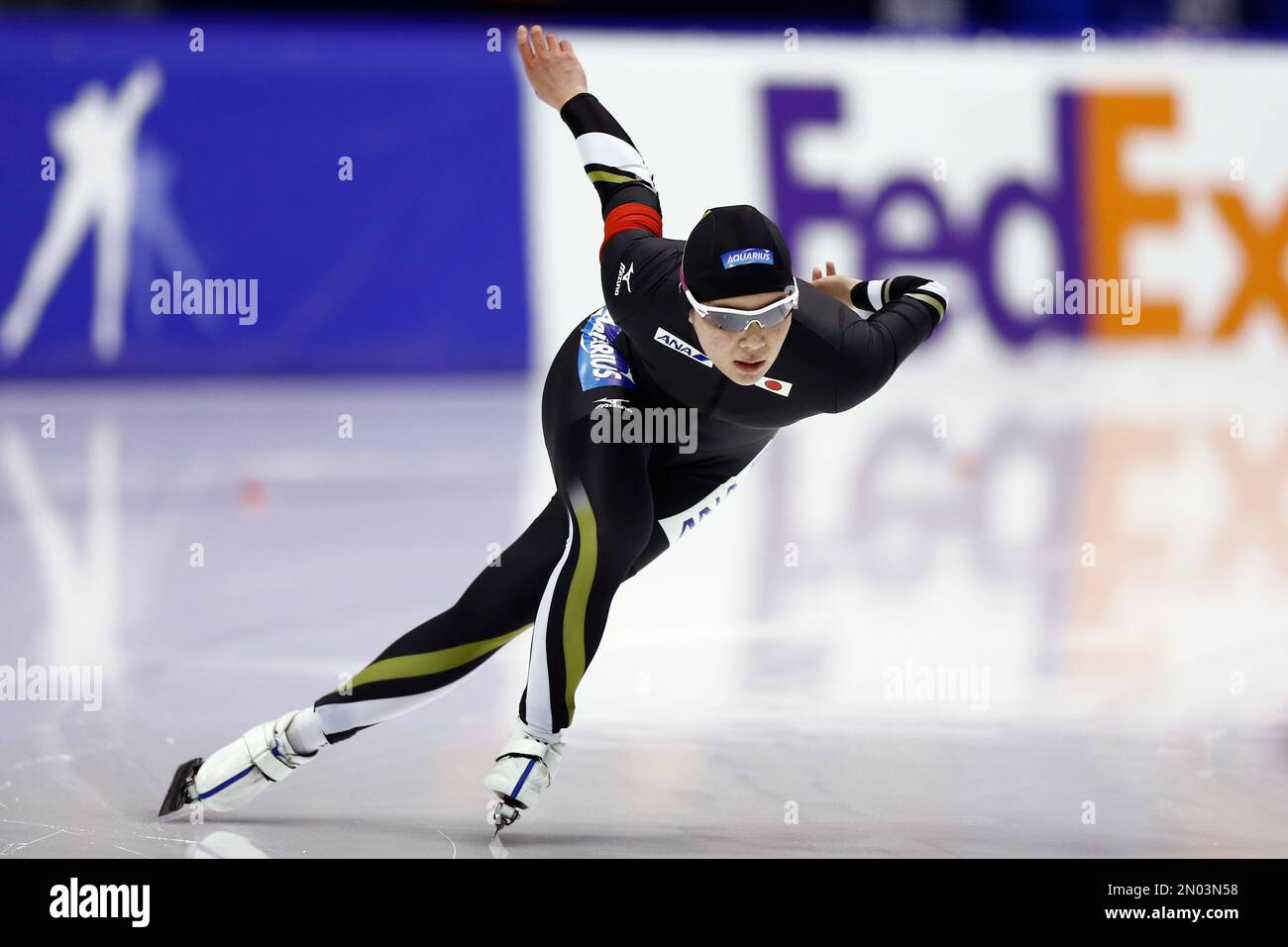Japan's Erina Kamiya skates during the women's 500 meter race of the