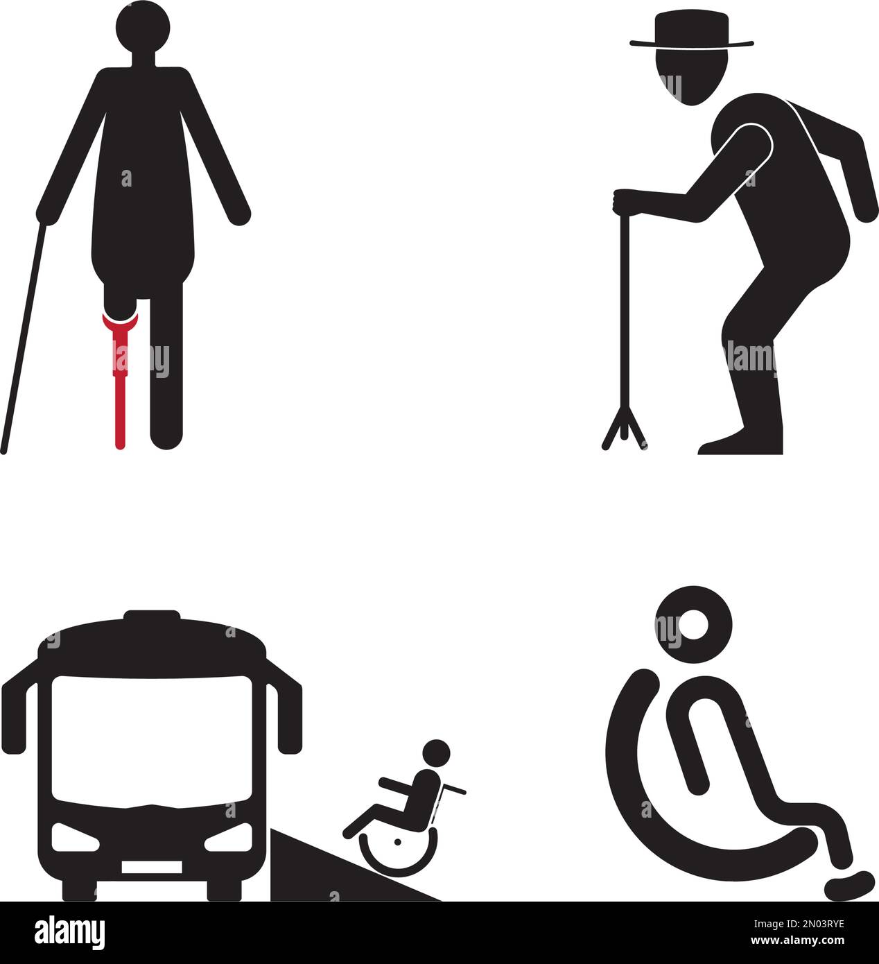 vector icon representing the disabled, elderly, and injured using