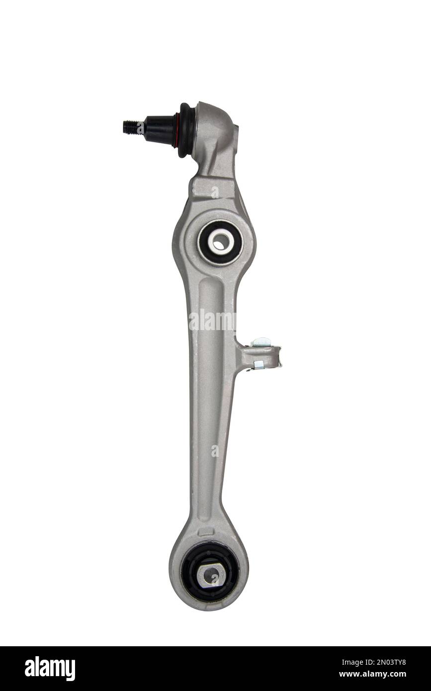 Car suspension arm aluminium detail isolated on the white background ...