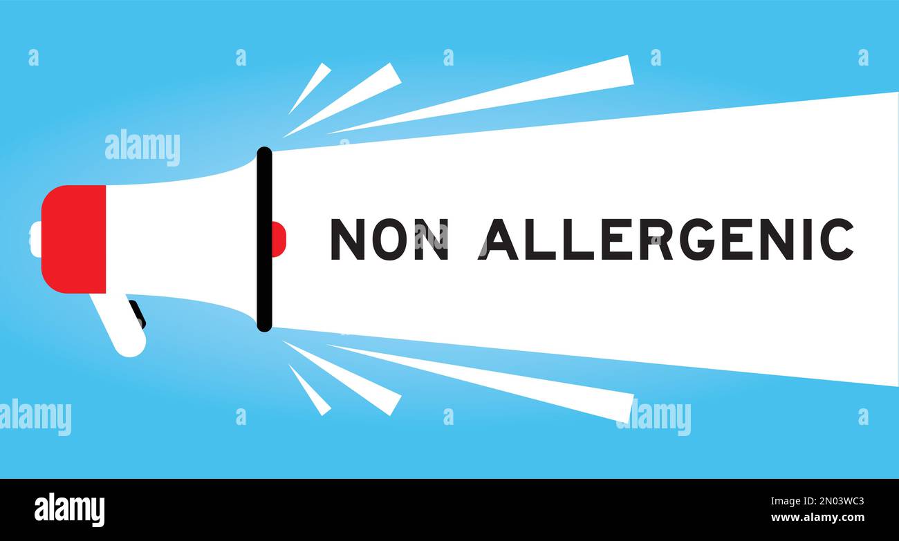 Color megaphone icon with word non allergenic in white banner on blue background Stock Vector