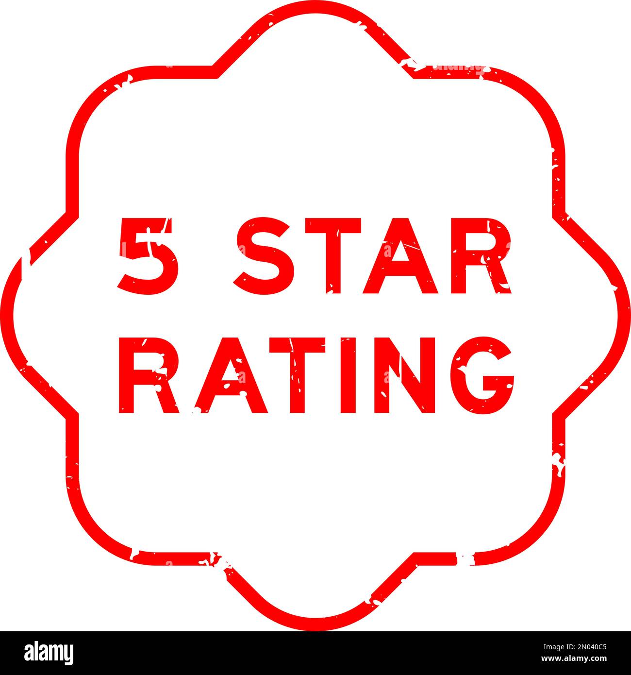 Grunge red 5 star rating word rubber seal stamp on white