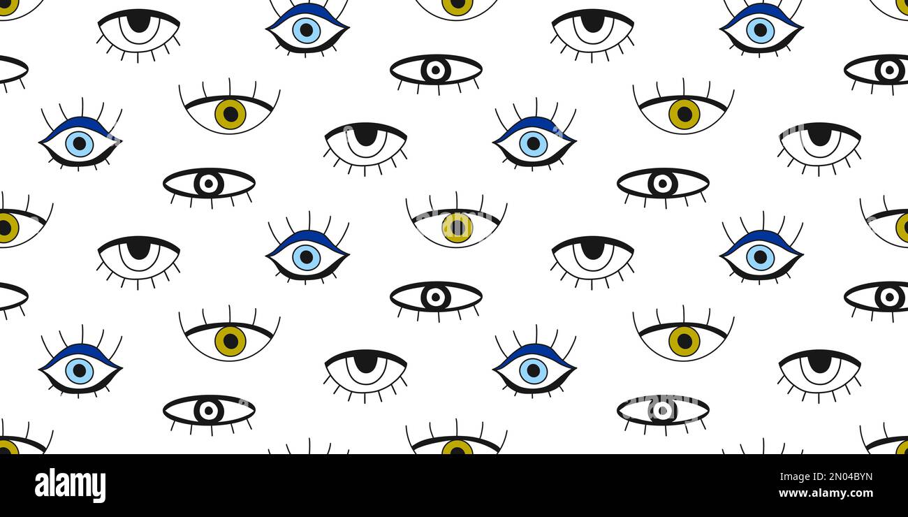 Evil Eye seamless pattern. Vector hand drawn cute open eyes background  texture Stock Vector Image & Art - Alamy