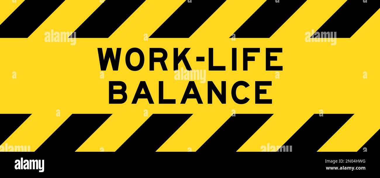 Yellow and black color with line striped label banner with word work ...