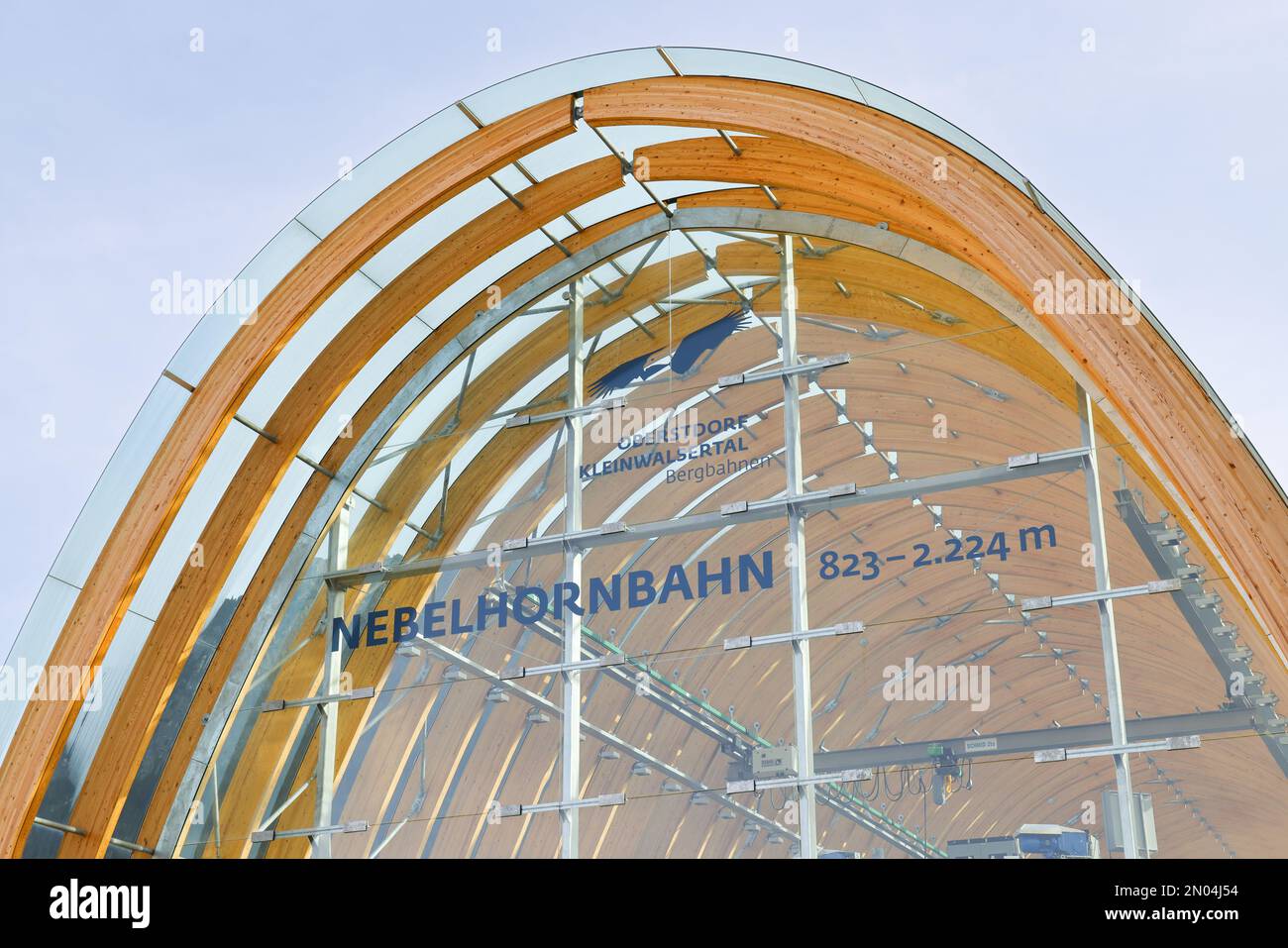 Nebelhornbahn, Nebelhorn Cable Car in Oberstdorf, Bavaria, Germany.  Newly built valley station. Stock Photo