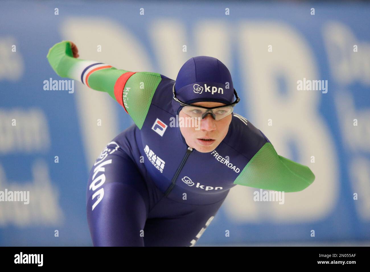 Linda de Vries of the Netherlands competes at the women's 3000 meter