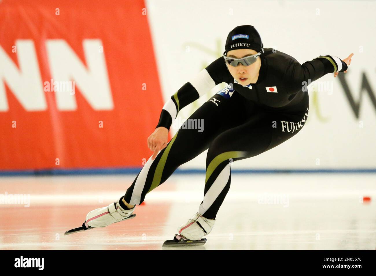 Japan's Misaki Oshigiri competes during the women's 500 meter race of