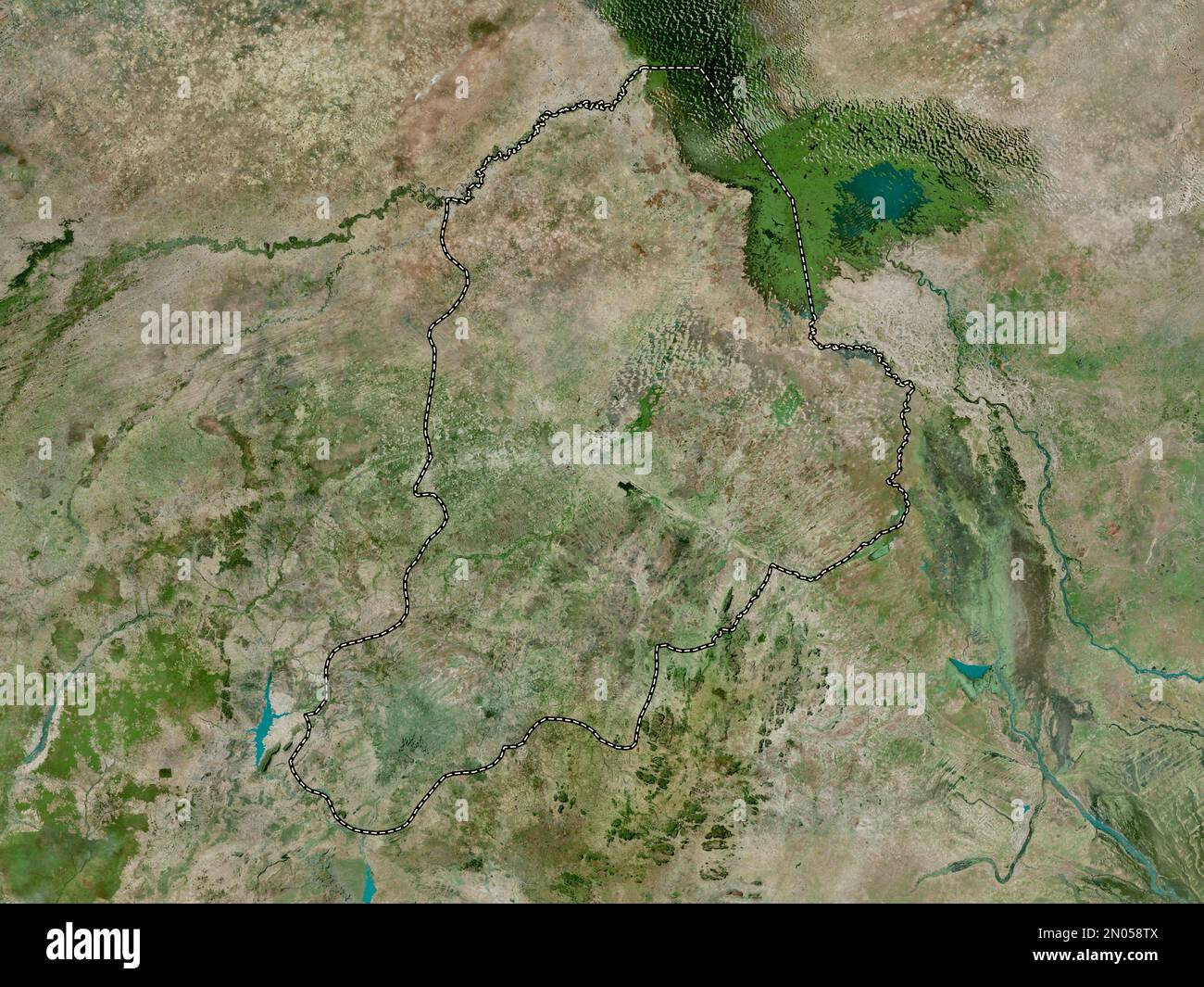 Borno, state of Nigeria. High resolution satellite map Stock Photo